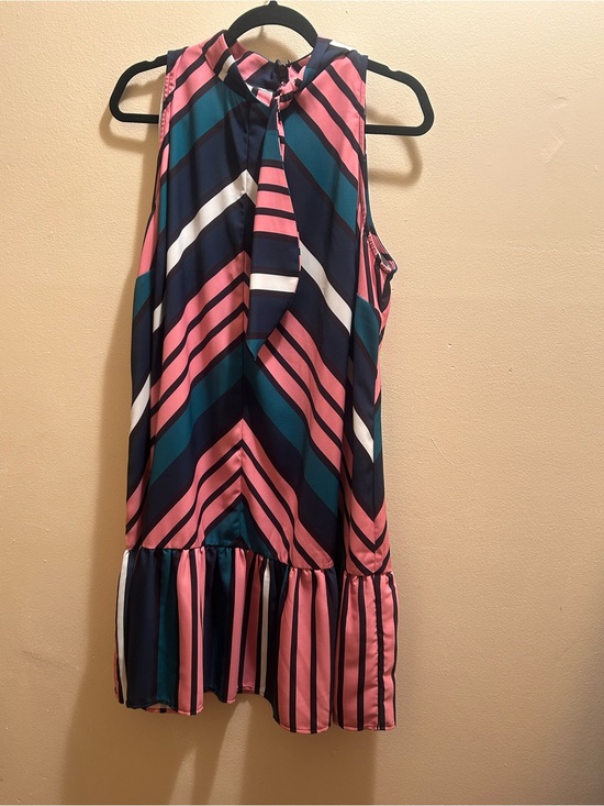 Eloquii Dresses & Skirts - Eloquii Pink Navy Teal Striped Sleeveless Dress